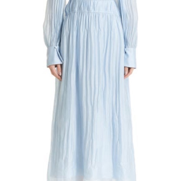 Jonathan Simkhai Jayana Cape Long Sleeve Organdy Ice Blue Dress Size 8 NWT $745 - Picture 6 of 13
